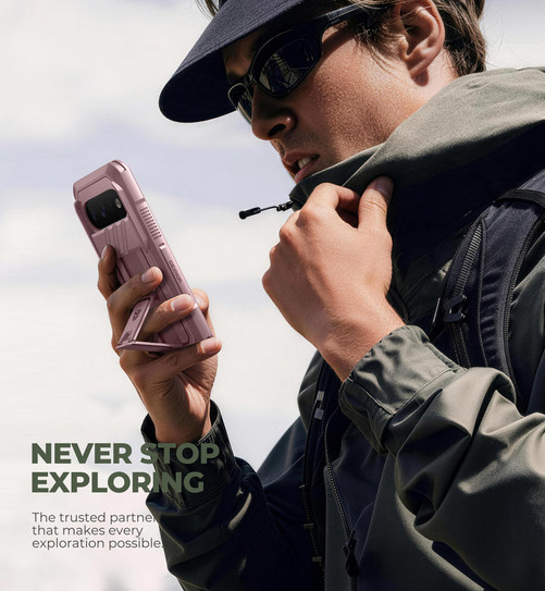 Dexnor Rugged Armor Case Google Pixel 11/11 Pro with Slide Flip Camera Cover - Pink