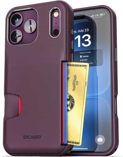 Encased Cache with Built-in Card Holder Slot Case iPhone 18 Pro Max - Burgundy