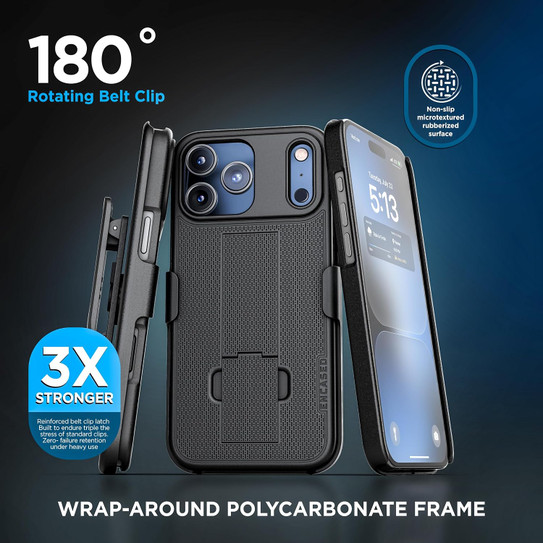 Encased Duraclip with Belt Clip Holster Case iPhone 18 Pro - Black