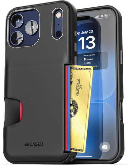 Encased Cache with Built-in Card Holder Slot Case iPhone 18 Pro - Black