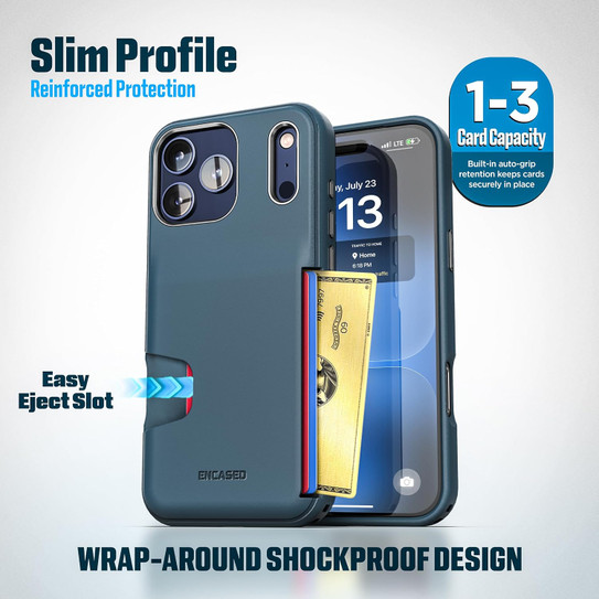 Encased Cache with Built-in Card Holder Slot Case iPhone 18 Pro - Blue