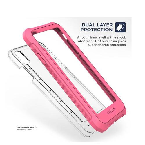 Encased Falcon Case and Tempered Glass Screen Guard iPhone Xs Max - Pink/Clear