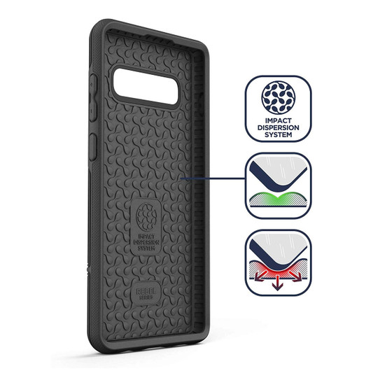 Encased Rebel Case Samsung Galaxy S10 with Belt Clip Holster - Black