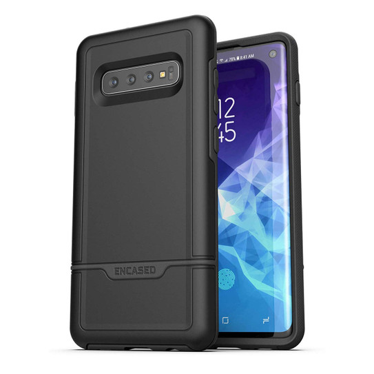 Encased Rebel Case Samsung Galaxy S10 with Belt Clip Holster - Black