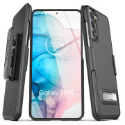 Encased Slimline Case Samsung Galaxy S21 FE 5G with Belt Clip Holster - Black