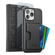 Encased Phantom Wallet Case with Screen Protector iPhone 14 Pro Max - Black