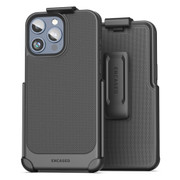 Encased Thin Armor Case iPhone 15 Pro with Belt Clip Holster - Black