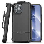 Encased Rebel Case iPhone 15 Pro with Belt Clip Holster - Black