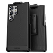 Encased Thin Armor Case Samsung Galaxy S24 Ultra with Belt Clip Holster - Black