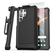 Encased Falcon Case Samsung Galaxy S24 Ultra with Belt Clip Holster - Black