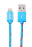 STM Braided Sync/Charge Cable with Lightning Connector (1 m) - Blue