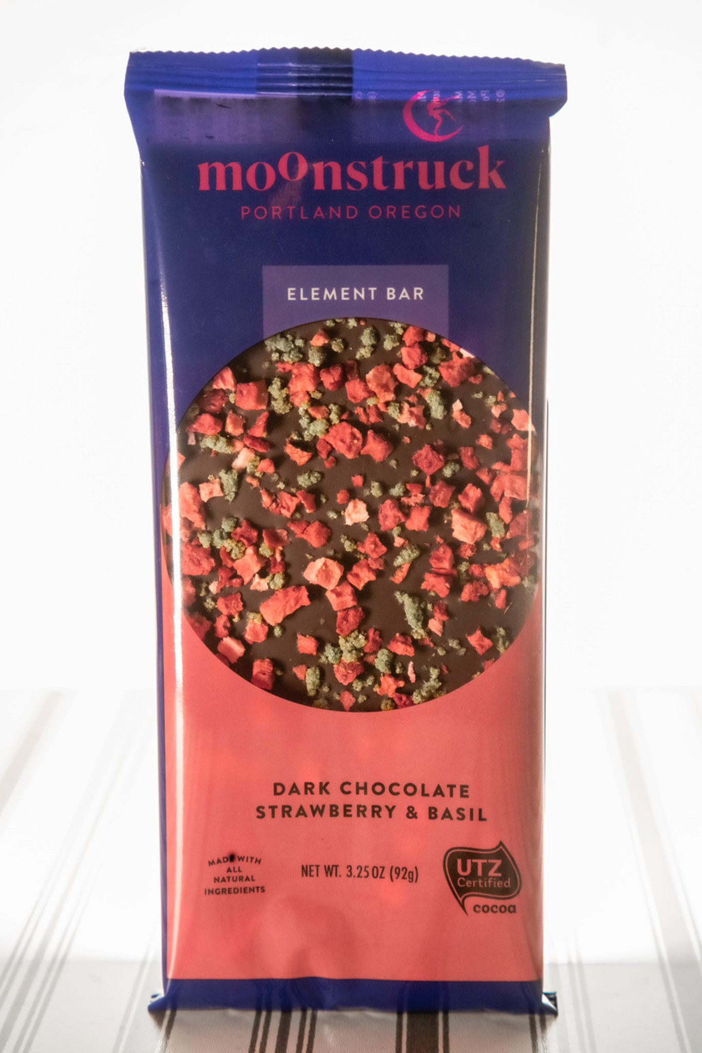 Moonstruck Chocolate Strawberry Basil Dark Chocolate Bar