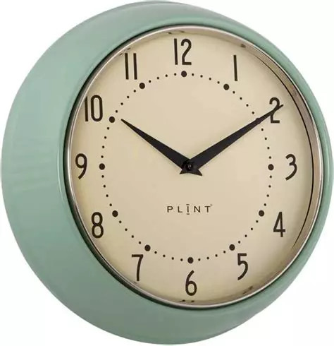 Plint retro wandklok bladgroen