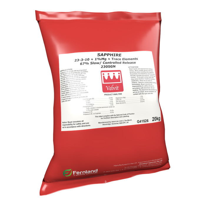 Sapphire Turf Fertiliser 23-3-10 +1Mg  230SGN -  The Garden Superstore