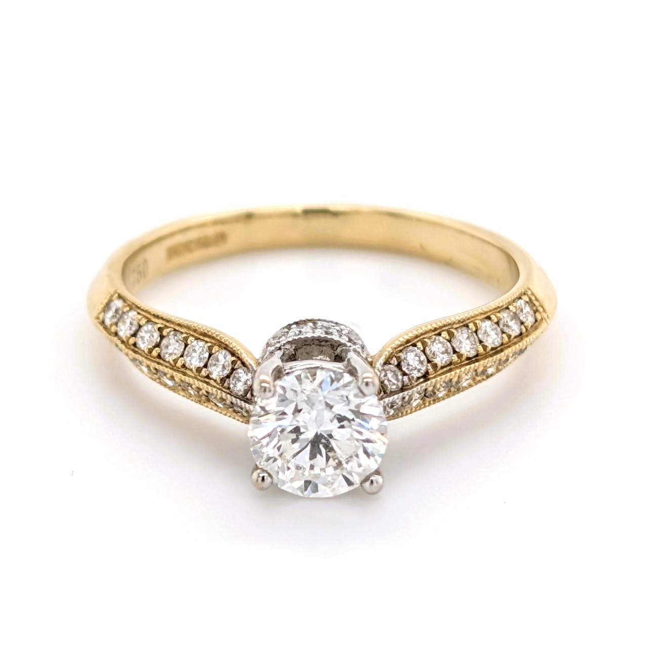 18ct Yellow Gold Vintage Style Diamond Solitaire Ring