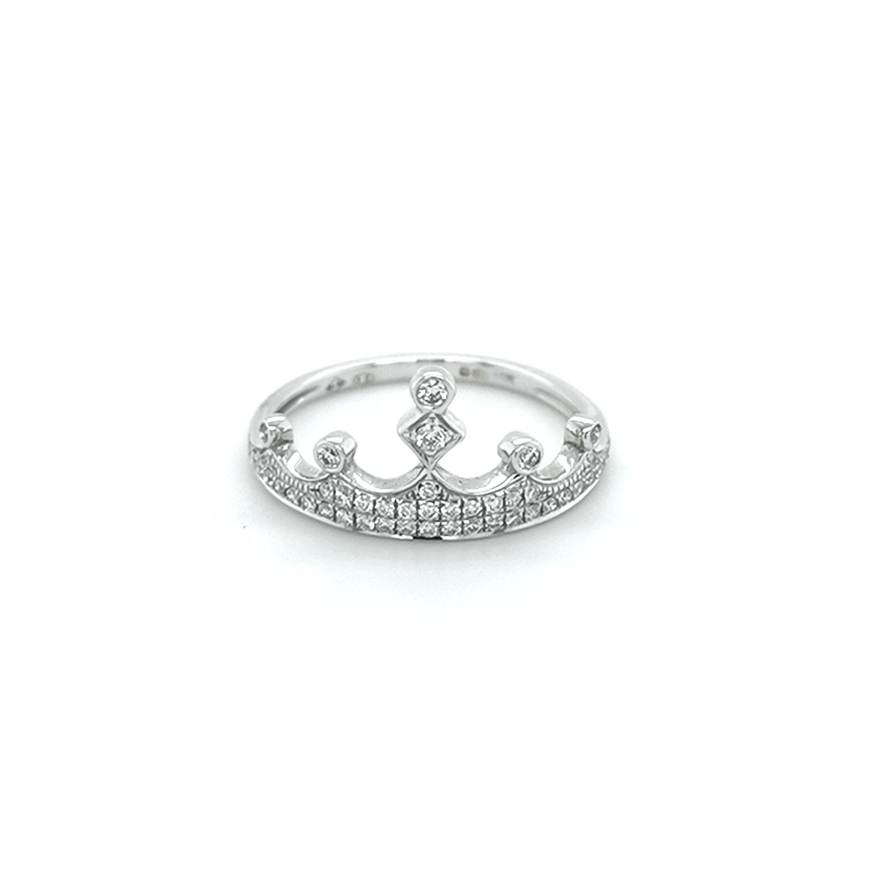 Crown with Pear Accent - Curved Diamond Ring, Pear Shape Diamond