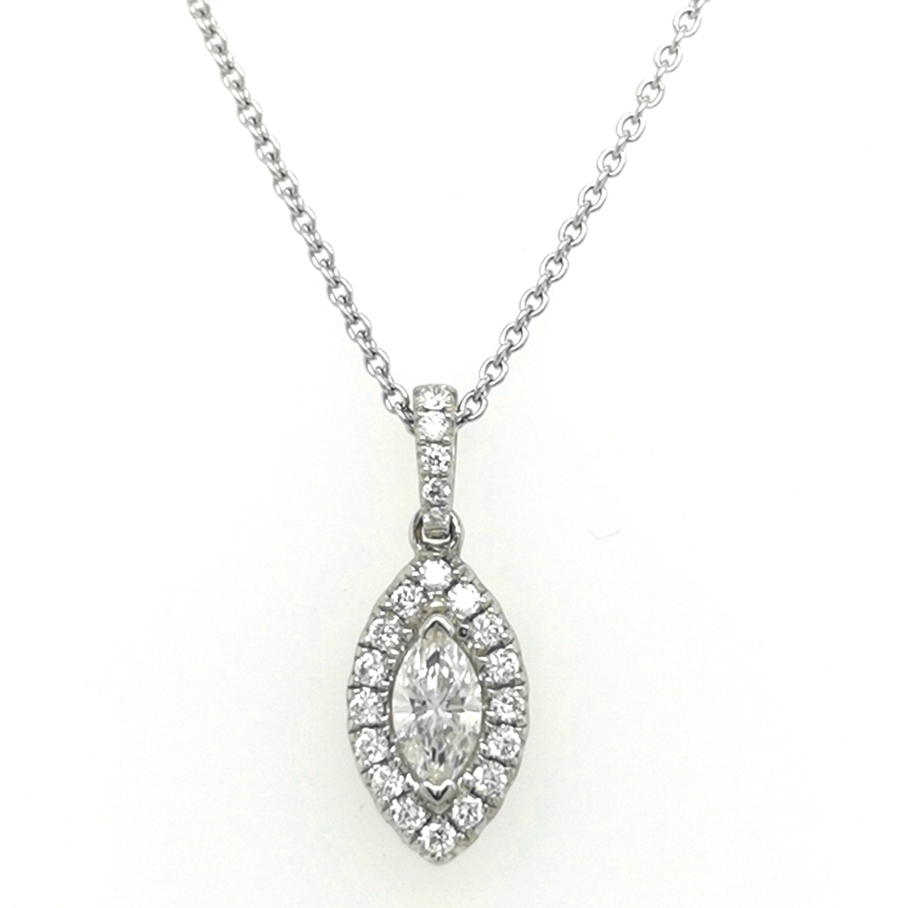 18ct White Gold Mix Cut 0.63ct Diamond Necklace