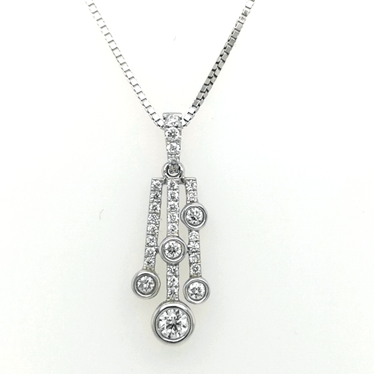 18ct White Gold Diamond Necklace 18ct White Gold Rubbed Over Set - Diamonds  from Ray & Scott Limited UK
