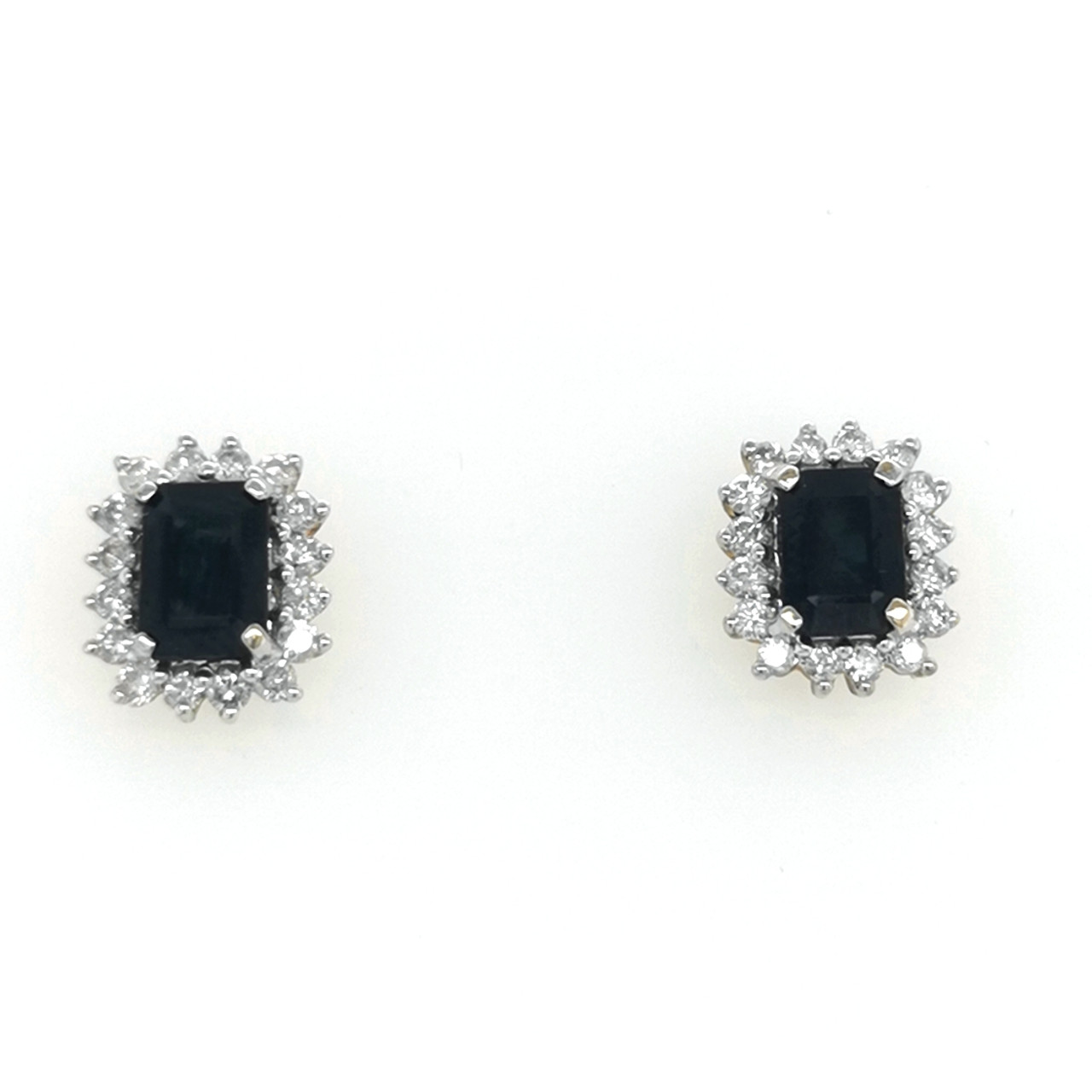 0.54ct Fine Oval Sapphire Diamond Earrings -| Surat Diamond Jewelry