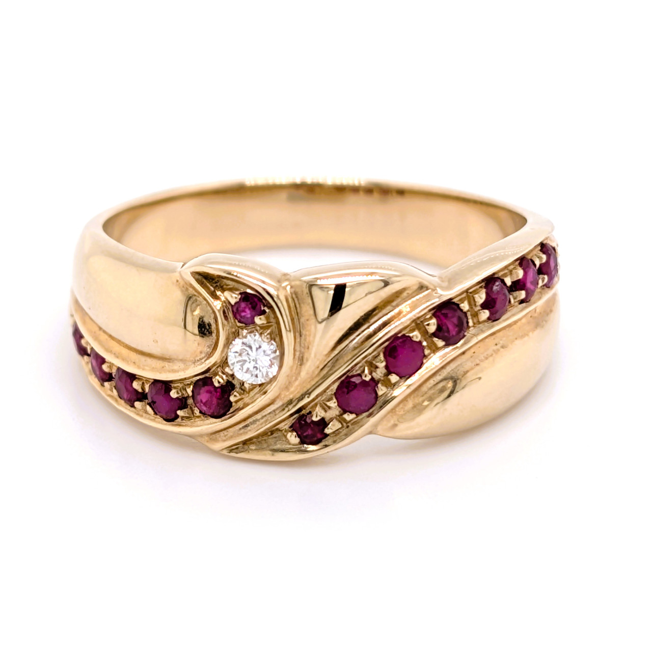 9ct Yellow Gold Ruby Diamond Dress Ring