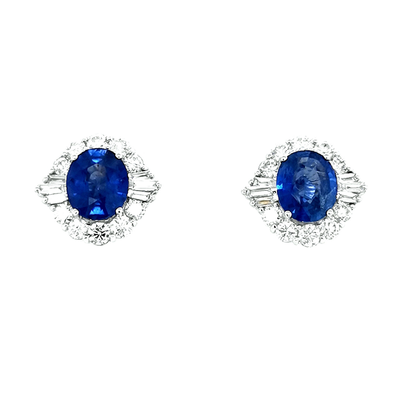 18ct White Gold Pear Cut Sapphire and Brilliant Cut Diamond 5.07ct  Celestial Style Earrings