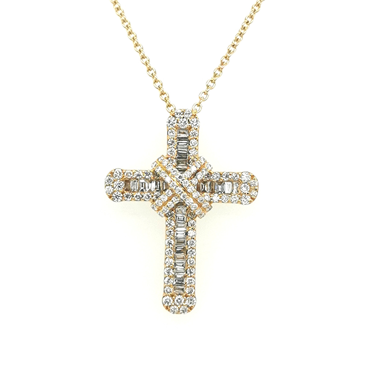 Traditional Cross Necklace 14K Yellow Gold 18