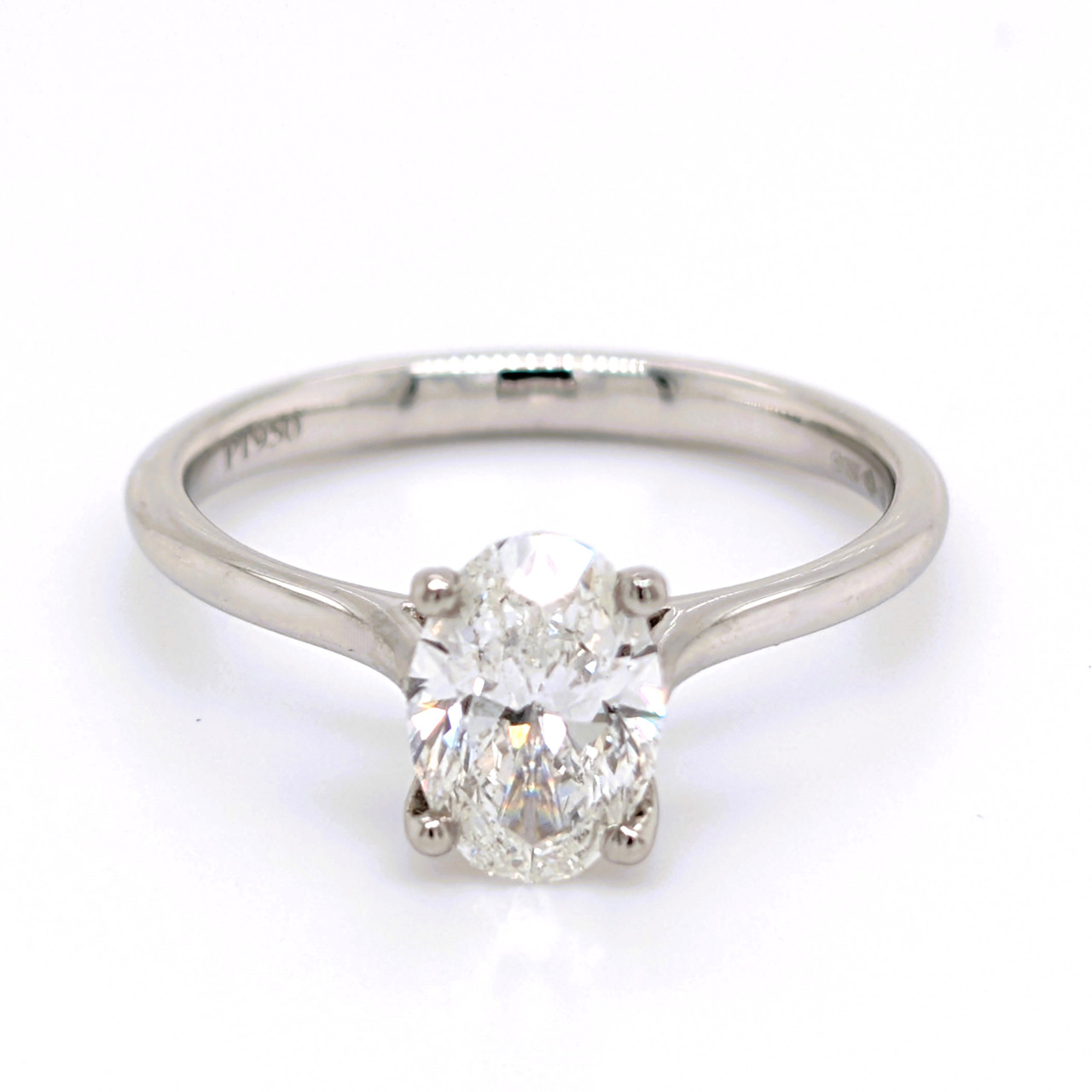 Platinum Oval Solitaire Diamond Engagement Ring
