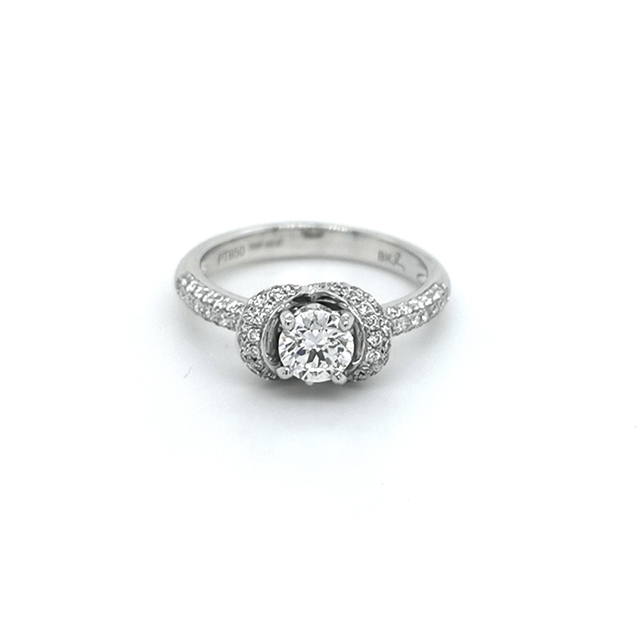Platinum 0.95ct Pavé Set Ribbon Design Diamond Engagement Ring
