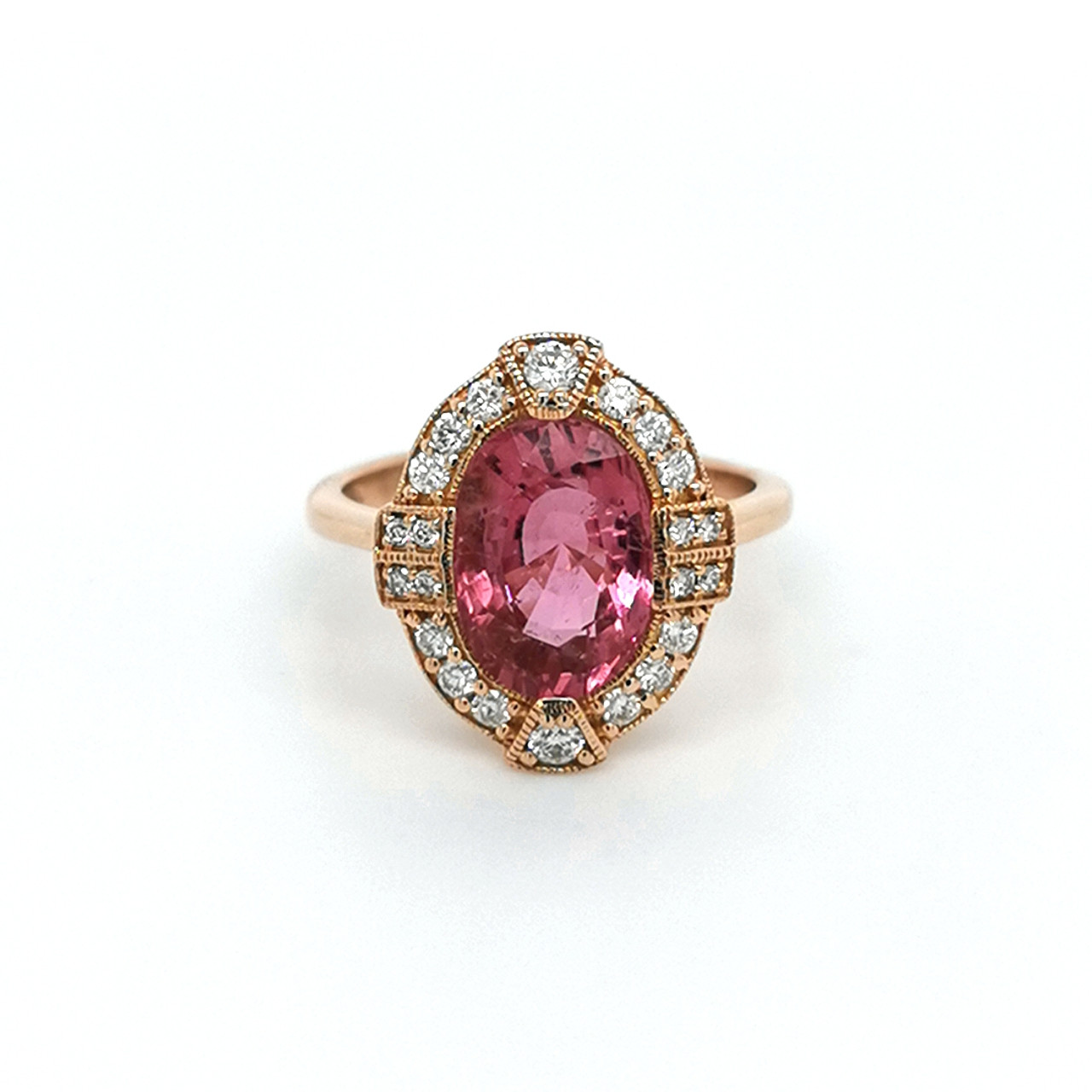 14k White Gold Diamond and Pink Tourmaline Ring India | Ubuy