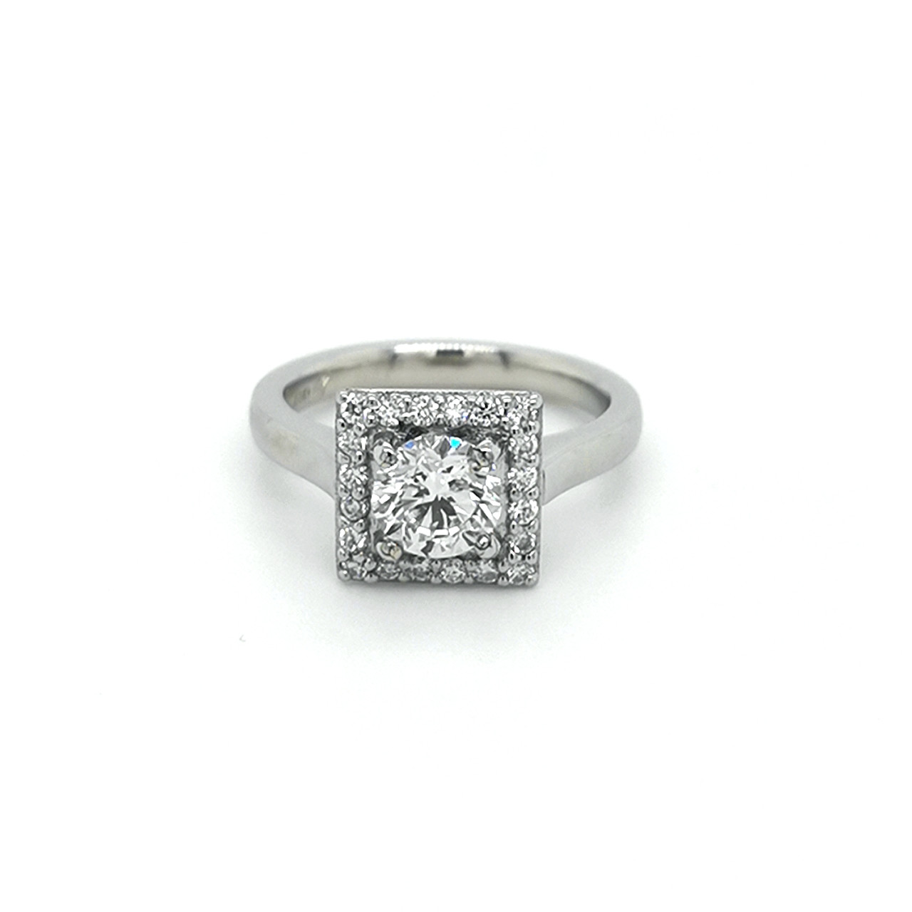 Platinum 1.20ct Diamond Square Cluster Engagement Ring