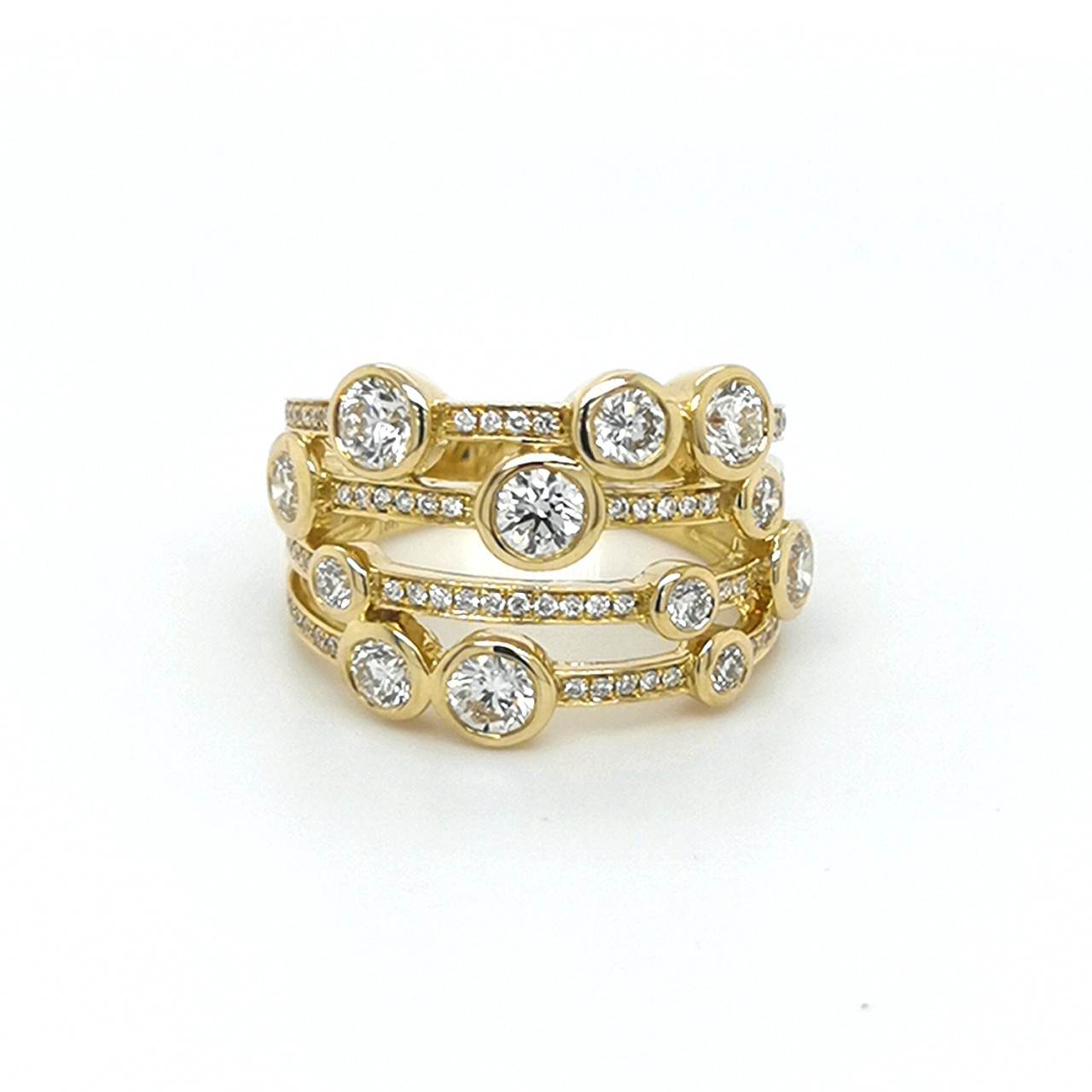 9ct Yellow Gold 3 Row Bubble Ring 0.53ct – Paul David Jewellery Limited