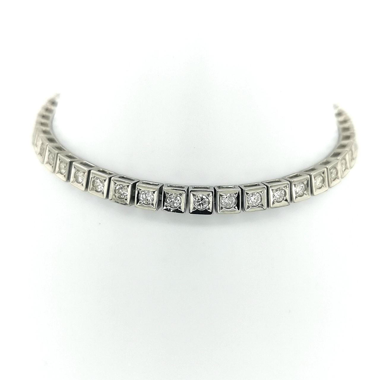 Numbering Square Stone Tennis Bracelet in White