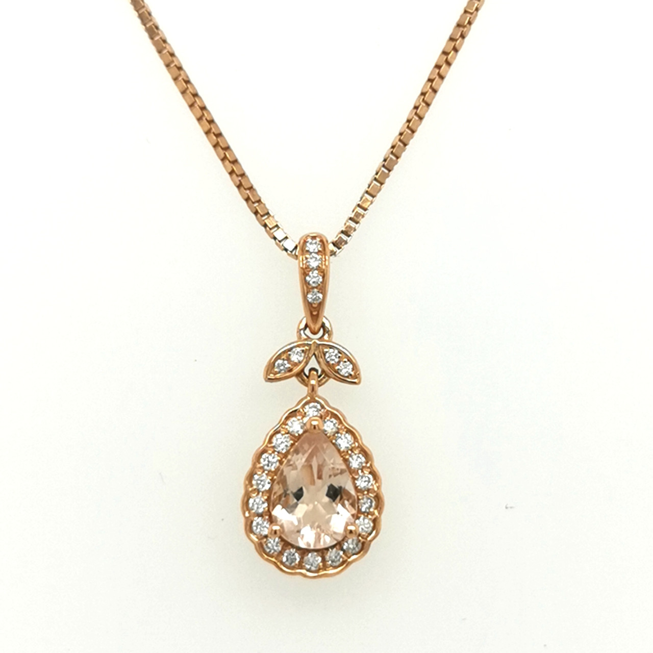 5.72Ct Morganite Pendant With 0.23Tct Diamonds Set In 14K Rose Gold ‐ Gem  Bleu