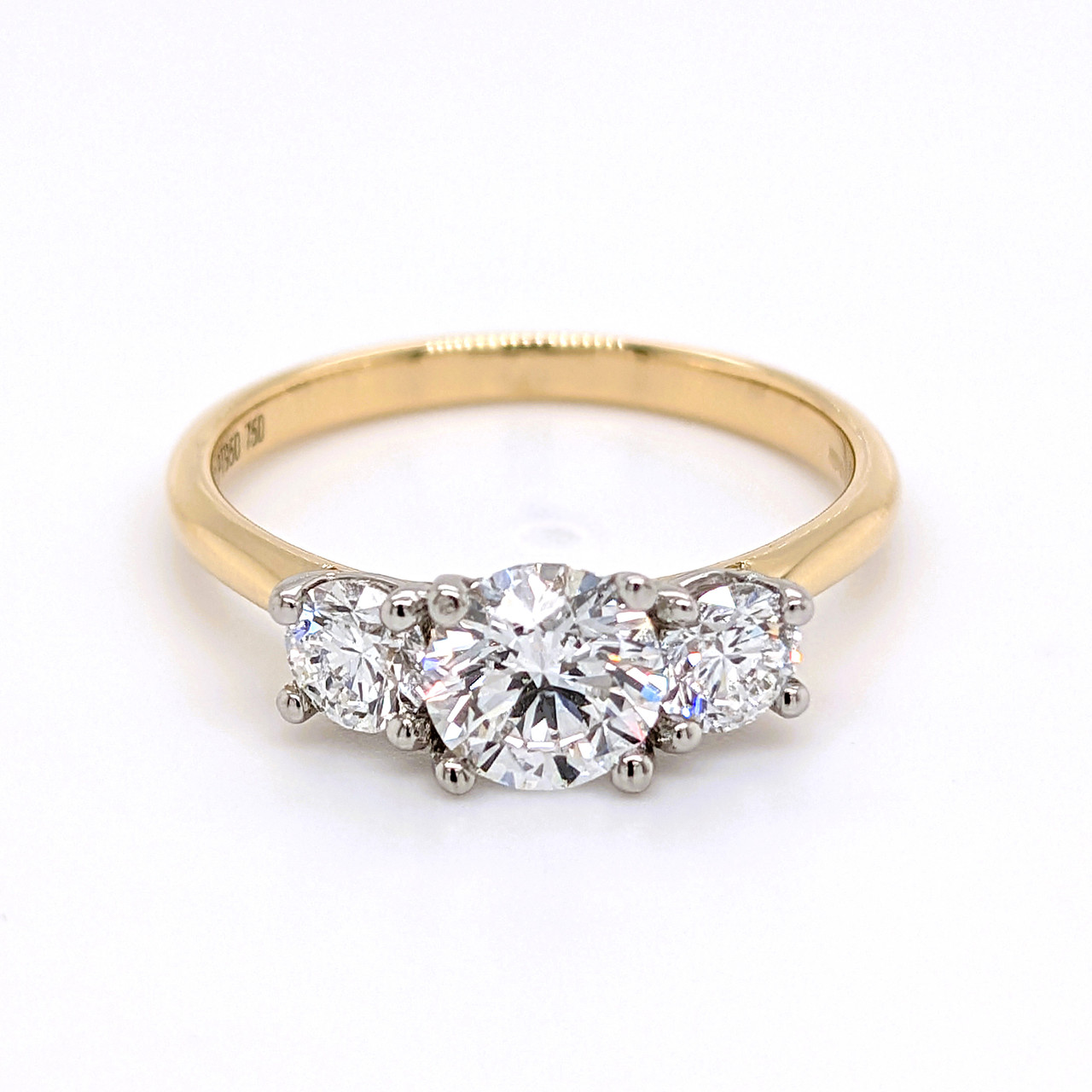18ct Yellow Gold Round Brilliant Diamond Stone Ring