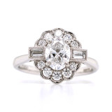 Platinum 1.06ct Oval Diamond Cluster Engagement Ring diamond ring engagement ring belfast wedding ring eternity ring diamond jewellery