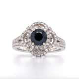 18ct White Gold Fancy Diamond & Sapphire Cluster Split Shank Ring diamond ring engagement ring belfast wedding ring eternity ring diamond jewellery
