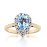 9ct Yellow Gold 1.20ct Aquamarine & 0.25ct Diamond Cluster Ring diamond ring engagement ring belfast wedding ring eternity ring diamond jewellery
