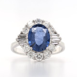 18ct White Gold 2.00ct Sapphire & 0.80ct Diamond Cluster Ring physical Sapphire Rings Murray & Co.