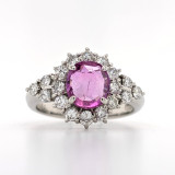 Platinum 1.26ct Pink Ruby & 0.69ct Diamond Cluster Ring diamond ring engagement ring belfast wedding ring eternity ring diamond jewellery