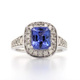 14ct white gold tanzanite and diamond cushion cluster ring murray co jewellers belfast