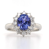 Platinum 1.75ct Tanzanite & 0.58ct Diamond Cluster Ring murray co jewellers belfast