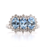 9ct white gold aquamarine and diamond 3 stone cluster ring murray co jewellers belfast