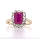 9ct yellow gold milgrain ruby and diamond cluster ring murray co jewellers belfast