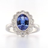 18ct white gold oval tanzanite and diamond cluster ring murray co jewellers belfast