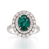 18ct white gold emerald and diamond double halo cluster ring murray co jewellers belfast