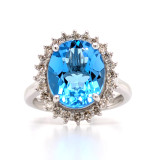 9ct white gold oval blue topaz and diamond halo cluster ring murray co jewellers belfast