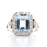 18ct white gold aquamarine and diamond cluster ring murray co jewellers belfast
