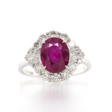 18ct white gold oval ruby and diamond cluster ring murray co jewellers belfast