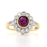 18ct Ruby & Diamond Vintage Style Cluster Ring diamond ring engagement ring belfast wedding ring eternity ring diamond jewellery