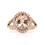 18ct Rose Gold 0.54ct Diamond & 2.45ct Morganite Oval Cluster Ring diamond ring engagement ring belfast wedding ring eternity ring diamond jewellery